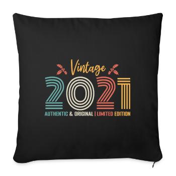 Anniversaire 2021 Anniversaire né en 2021 rétro - Housse de coussin décorative 45 x 45 cm - noir - Devant