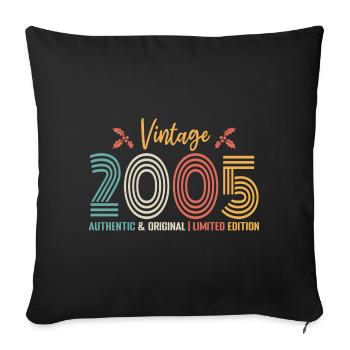 Anniversaire 2005 Anniversaire né en 2005 rétro - Housse de coussin décorative 45 x 45 cm - noir - Devant