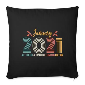 January 2021 Anniversary January 2021 Retro - Sofa pillowcase 17,3'' x 17,3'' (45 x 45 cm) - black - Front