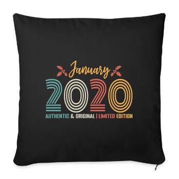 Janvier 2020 anniversaire Janvier 2020 rétro - Housse de coussin décorative 45 x 45 cm - noir - Devant
