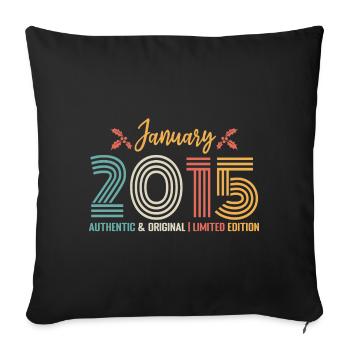 Janvier 2015 anniversaire Janvier 2015 rétro - Housse de coussin décorative 45 x 45 cm - noir - Devant
