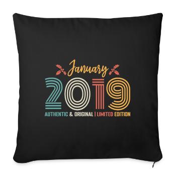 Januar 2019 Jubiläum Januar 2019 Retro - Sofakissenbezug 45 x 45 cm - Schwarz - Vorne