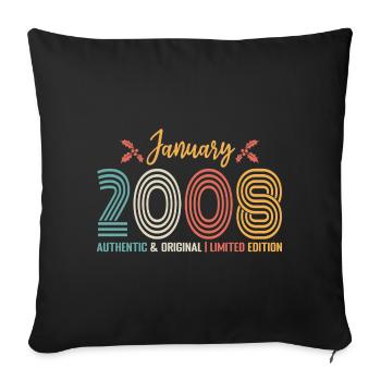 January 2008 Anniversary January 2008 Retro - Sofa pillowcase 17,3'' x 17,3'' (45 x 45 cm) - black - Front