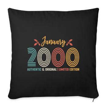 January 2000 Anniversary January 2000 Retro - Sofa pillowcase 17,3'' x 17,3'' (45 x 45 cm) - black - Front