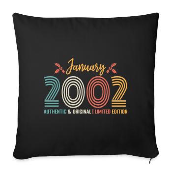 Janvier 2002 anniversaire Janvier 2002 rétro - Housse de coussin décorative 45 x 45 cm - noir - Devant