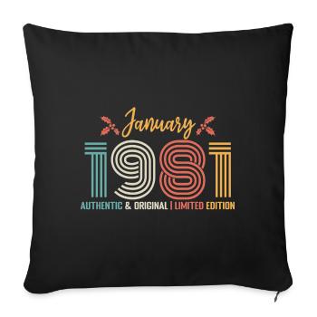 January 1981 Birthday January 1981 Retro - Sofa pillowcase 17,3'' x 17,3'' (45 x 45 cm) - black - Front