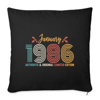 Janvier 1986 anniversaire Janvier 1986 rétro - Housse de coussin décorative 45 x 45 cm - noir - Devant