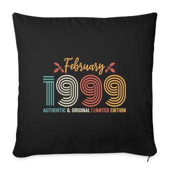 Février 1999 anniversaire Février 1999 rétro - Housse de coussin décorative 45 x 45 cm - noir - Devant