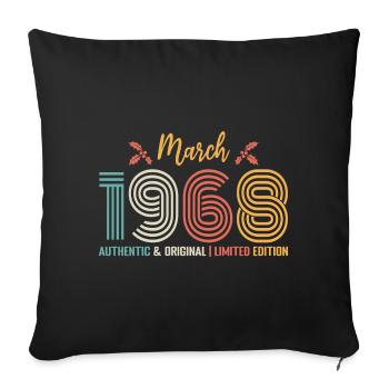 March 1968 Anniversary March 1968 Retro - Sofa pillowcase 17,3'' x 17,3'' (45 x 45 cm) - black - Front