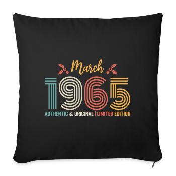 March 1965 Anniversary March 1965 Retro - Sofa pillowcase 17,3'' x 17,3'' (45 x 45 cm) - black - Front