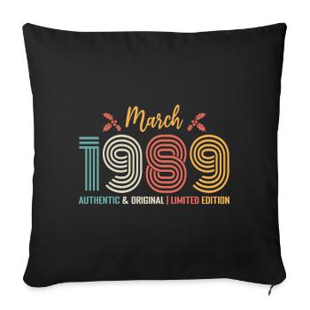 March 1989 Anniversary March 1989 Retro - Sofa pillowcase 17,3'' x 17,3'' (45 x 45 cm) - black - Front