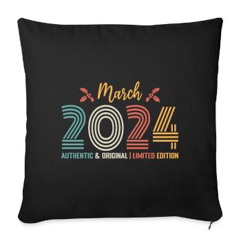 March 2024 Anniversary March 2024 Retro - Sofa pillowcase 17,3'' x 17,3'' (45 x 45 cm) - black - Front