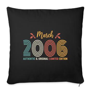 März 2006 Jubiläum März 2006 Retro - Sofakissenbezug 45 x 45 cm - Schwarz - Vorne