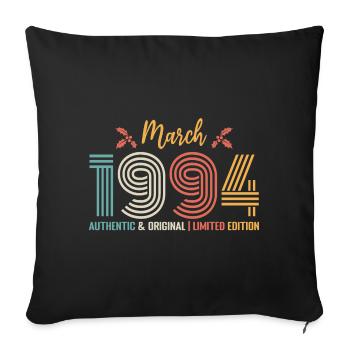 März 1994 Jubiläum März 1994 Retro - Sofakissenbezug 45 x 45 cm - Schwarz - Vorne