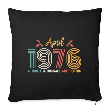 April 1976 Birthday April 1976 Retro - Sofa pillowcase 17,3'' x 17,3'' (45 x 45 cm) - black - Front