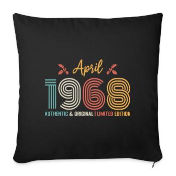 April 1968 Birthday April 1968 Retro - Sofa pillowcase 17,3'' x 17,3'' (45 x 45 cm) - black - Front