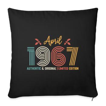 Avril 1967 anniversaire Avril 1967 rétro - Housse de coussin décorative 45 x 45 cm - noir - Devant