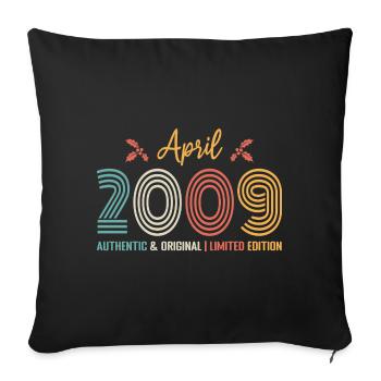 Avril 2009 anniversaire Avril 2009 rétro - Housse de coussin décorative 45 x 45 cm - noir - Devant