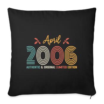 April 2006 Jubiläum April 2006 Retro - Sofakissenbezug 45 x 45 cm - Schwarz - Vorne