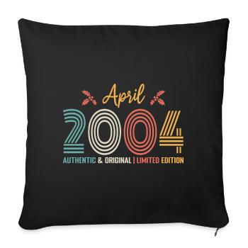 Avril 2004 anniversaire Avril 2004 rétro - Housse de coussin décorative 45 x 45 cm - noir - Devant