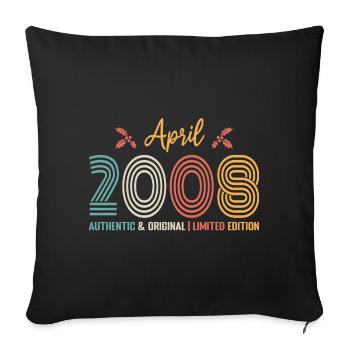 Avril 2008 anniversaire Avril 2008 rétro - Housse de coussin décorative 45 x 45 cm - noir - Devant
