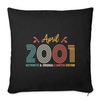 Avril 2001 anniversaire Avril 2001 rétro - Housse de coussin décorative 45 x 45 cm - noir - Devant