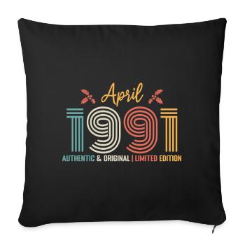 Avril 1991 anniversaire Avril 1991 rétro - Housse de coussin décorative 45 x 45 cm - noir - Devant