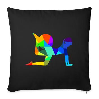 Pilates Yoga Rainbow Colors Polygon Sports - Sofa pillowcase 17,3'' x 17,3'' (45 x 45 cm) - black - Front