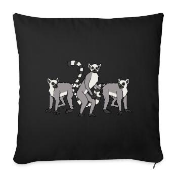 Lémuriens - Housse de coussin décorative 45 x 45 cm - noir - Devant
