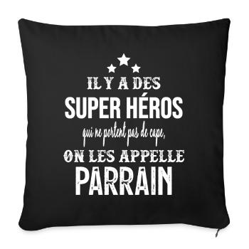 Super Héros sans Cape Parrain - Housse de coussin décorative 45 x 45 cm - noir - Devant