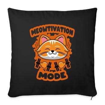 Meowtivation Cute Kitty Fitness Partner - Sofa pillowcase 17,3'' x 17,3'' (45 x 45 cm) - black - Front