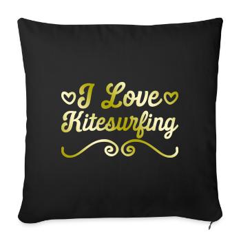 J’adore le kitesurf - Housse de coussin décorative 45 x 45 cm - noir - Devant