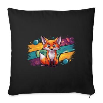 Fox - Illustration - Sofa pillowcase 17,3'' x 17,3'' (45 x 45 cm) - black - Front