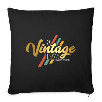 Design rétro vintage anniversaire 1975 - Housse de coussin décorative 45 x 45 cm - noir - Devant