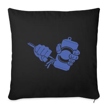 Piercing de canette de bière en canette de bière - Housse de coussin décorative 45 x 45 cm - noir - Devant