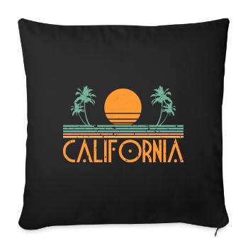 Graphique de la plage de Californie - Housse de coussin décorative 45 x 45 cm - noir - Devant