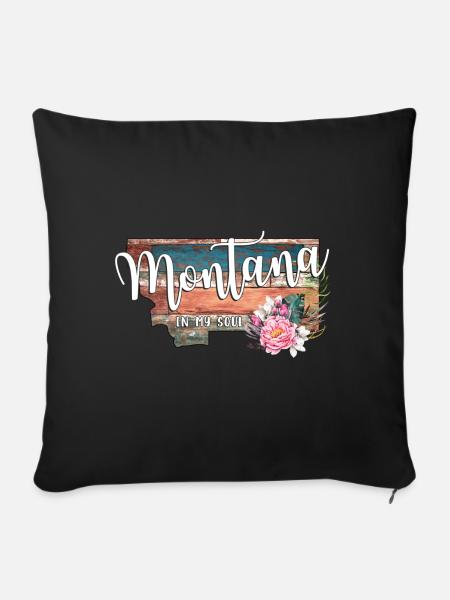 Montana en mi alma - Funda de cojín, 45 x 45 cm - negro