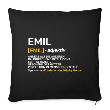 Emil - Sofakissenbezug 45 x 45 cm - Schwarz - Vorne