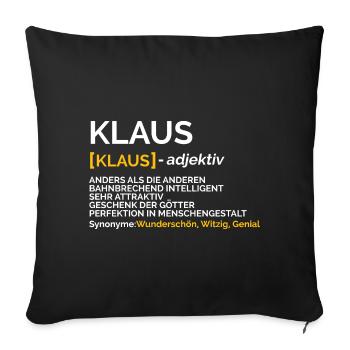 Klaus - Sofakissenbezug 45 x 45 cm - Schwarz - Vorne