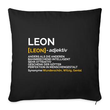 Leon - Sofakissenbezug 45 x 45 cm - Schwarz - Vorne