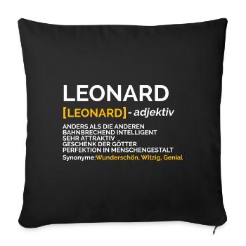 Leonard - Sofakissenbezug 45 x 45 cm - Schwarz - Vorne