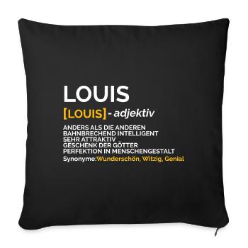 Louis - Sofakissenbezug 45 x 45 cm - Schwarz - Vorne
