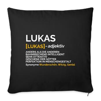 Lukas - Sofakissenbezug 45 x 45 cm - Schwarz - Vorne