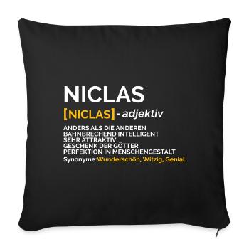Niclas - Sofakissenbezug 45 x 45 cm - Schwarz - Vorne