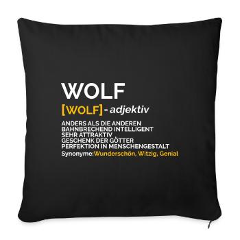 Wolf - Sofakissenbezug 45 x 45 cm - Schwarz - Vorne
