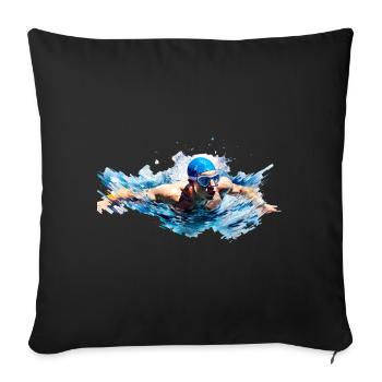 Swimming is available in different disciplines - Sofa pillowcase 17,3'' x 17,3'' (45 x 45 cm) - black - Front