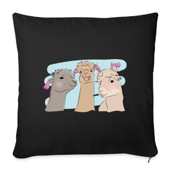 Illustrated design with alpacas - Sofa pillowcase 17,3'' x 17,3'' (45 x 45 cm) - black - Front
