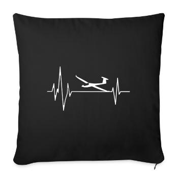Planeur Pouls Coeur Heartbeat - Housse de coussin décorative 45 x 45 cm - noir - Devant