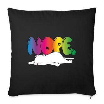 Cup Nope Cat Funny Saying Rainbow - Sofa pillowcase 17,3'' x 17,3'' (45 x 45 cm) - black - Front