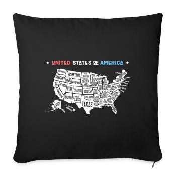 American Map Graphic Art - Sofa pillowcase 17,3'' x 17,3'' (45 x 45 cm) - black - Front
